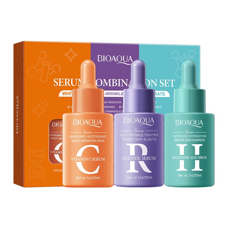 Azonee 3-In-1 Hydrating Skincare Set, Skin Care For Teenage Girls Gift Set, Skin Care Sets With Vitamin C Serum&Hyaluronic Acid&Retinol, Anti-Aging Skin Care Set, Women Gift Set Hydrate Improve Face