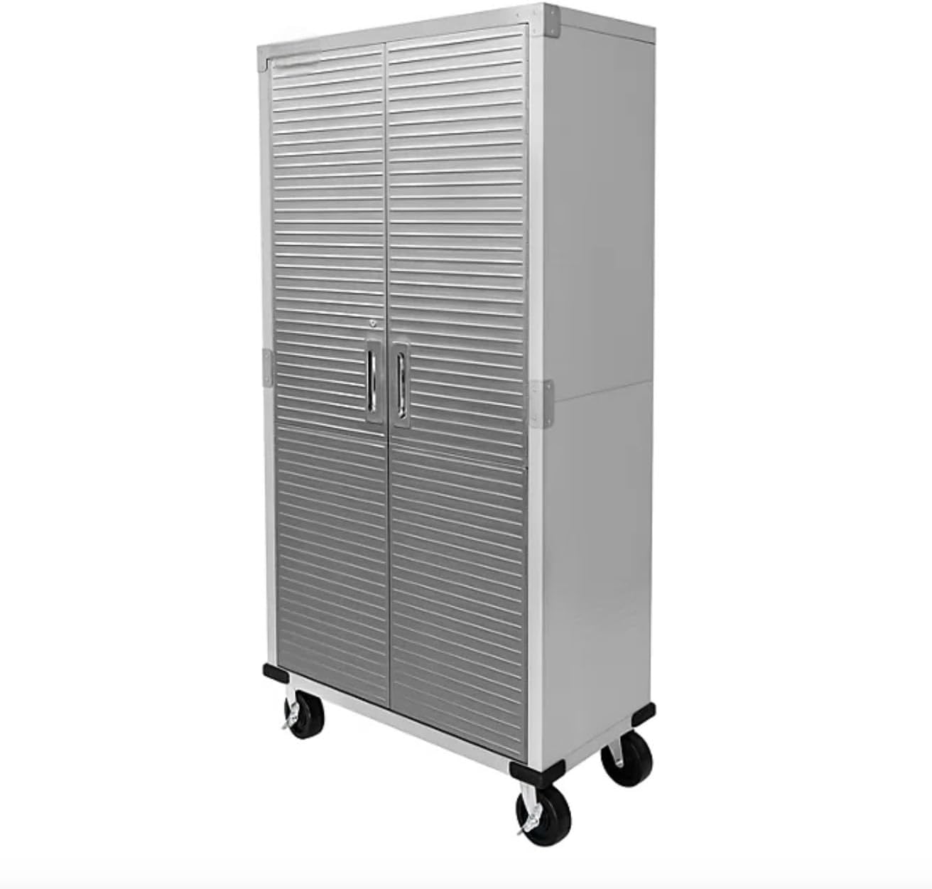Heavy-Duty Storage Cabinet with Roller Doors, Rolling Casters (Granite Grey, 36" W x 18" D x 72" H)
