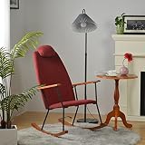 JARKUZ Rocking Chair Nursery, Modern Wood Nursery Rocking Chair with Cushion and Pockets, High Densi