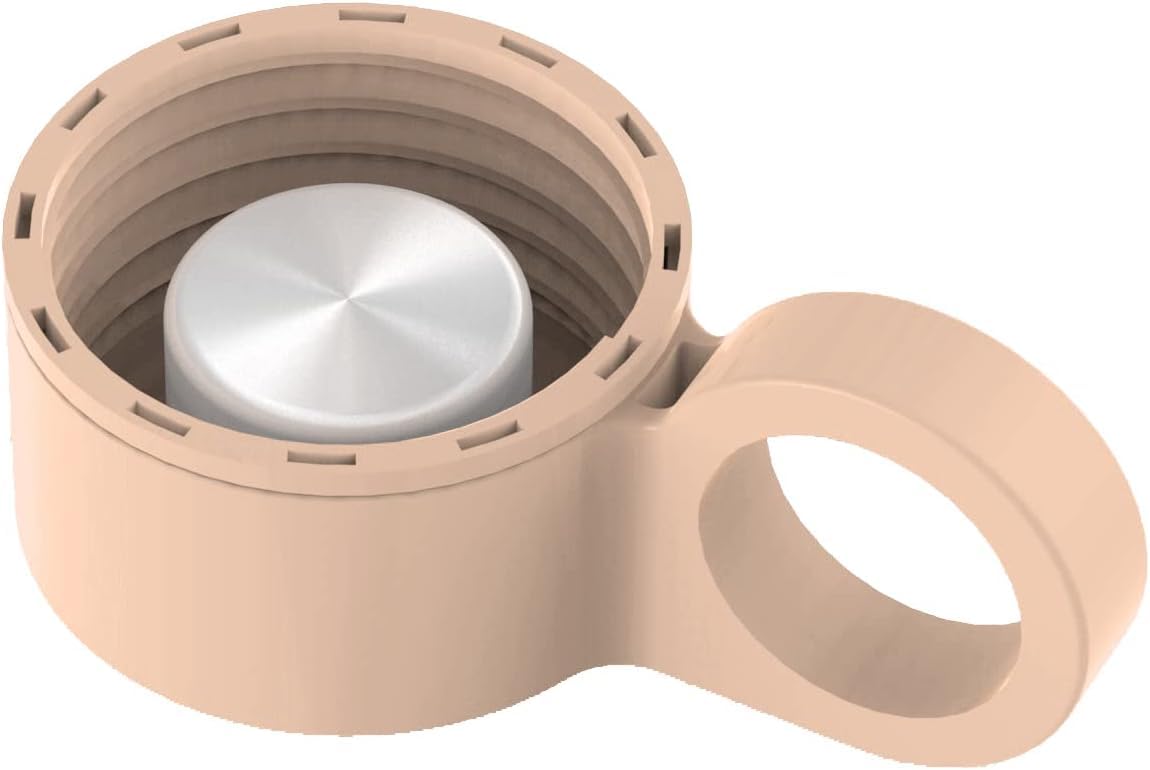 purifyou Replacement Cap for 40, 32, 22, 12 oz Reusable Glass Water Bottle with Time & Volume Markings, Non-Slip Silicone Sleeve, Stainless Steel Lid Insert, Sports Bottle for Water, Juice (Hazelnut)