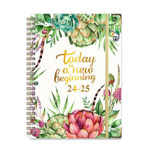 DLUKENY 手帳 2025年 ウィークリー マンスリー ポケット付き 12ヶ月 ウィークリー 手帳 2024年7月~6月 ハードカバー アカデミック手帳