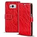 Produktbild Conie RW35366 Retro Wallet Kompatibel mit Samsung Galaxy S8 Plus, Klapphülle Tasche Vintage Leder Design für Galaxy S8 Plus Etui mit Kartenfächer Vintage Rot