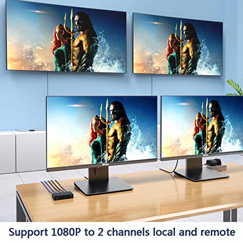 Hdmi Extender 1 To 2 Splitter Transmit 1080P Hd Video Over 50M/165Ft Ethernet Cat5E/6 With 2 Hdmi Local Output, Works With Computer/Camera/Projector/Tv #TOP3