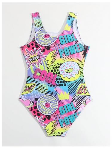 WDIRARA Girl's One Piece Swimsuit Graphic Letter Print Swimwear Beach Bathing Suit2
