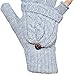 Beurlike Winter Fingerless Gloves Mittens for Women Men Warm Wool Knitted Convertible Flip Top Mittens Cold Weather(Gray)