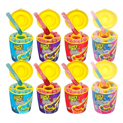 Juicy Drop Gummy Dip 'N Stix - 8 Ct Sweet Gummy Candy & Sour Candy | Variety Pack - Assorted Bulk Candy Sticks for Kids Party Favors Goodie Bag Stuffers & Sweet Treats For Kids - image 1