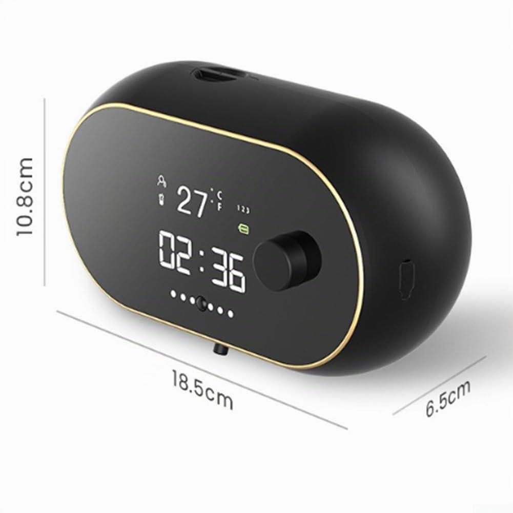 Dispenser automatico di sapone da parete, senza contatto, ricaricabile tramite USB, con sensore IR, temperatura oraria, 450 ml, per cucina e bagno (gel nero)