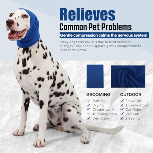 Image of Dog Calming Hoodie Quiet Head Cover Sleeves Anxiety Relief /Noise Protection - Grooming - Thunder - Fireworks
