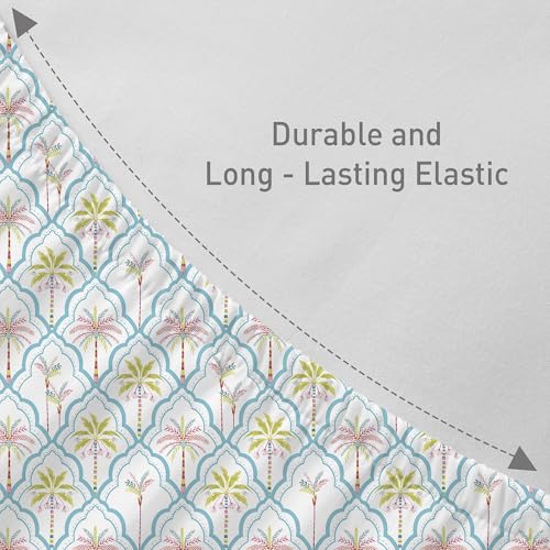 Image of MYTRIDENT Soft Comfort Bedsheet for Double Bed King Size | 182 cm x 198 cm + 30 cm | 200 TC, Sateen Weave, 100% Cotton, Elastic fittedsheet with 2 Pillow Covers and Breathable - Fiona