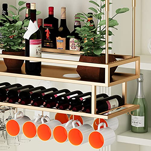 Soporte para botellas de vino ajustable negro y dorado miniatura 5