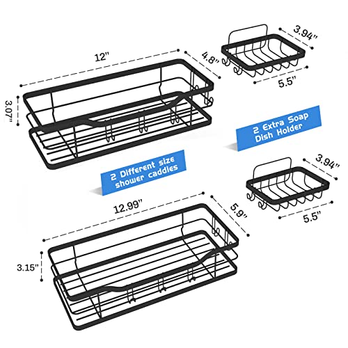4 Pack Shower Caddy Basket Shelf With Soap Holder, No Drilling Shower Organizer With 14 Hooks For Hanging Sponge, Towels Or Razor, Rustproof Shower Shelves For Bathroom, Kitchen, Toilet, Power Room #TOP6
