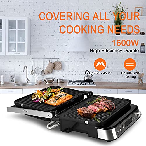 Artestia 6 In 1 Indoor Grill, Panini Press Sandwich Maker With Independant Temperature Control Electric Grill Indoor Smokeless Panini Grill, Dishwasher Safe Reversible Plates, 1600W, Pfas-Free #TOP4