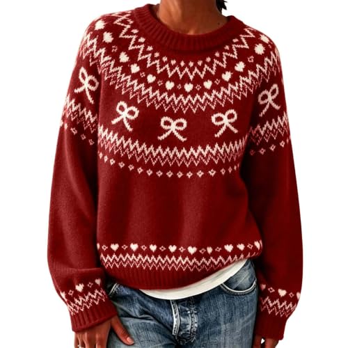 Women's Fair Isle Graphic Sweater Vintage Long Sleeve Pullover - image 1