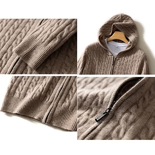 Men's Full Zip Hooded Sweatshirt Sweater, 100% Cashmere Zip Pullover Hoodie, Sports Zip Hooded Cardigan (Color : Gris, Size : Large)3