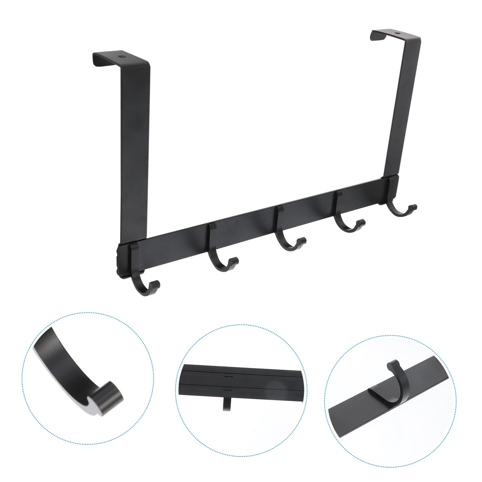 KONTONTY 1pc Door Hook Towel Hook Over The Door Rack Clothes Rack Over Door Coat Hooks Hangers Heavy Duty Multi Purpose Hanger Door Back Hanger Heavy Duty Hangers Black Space Aluminum