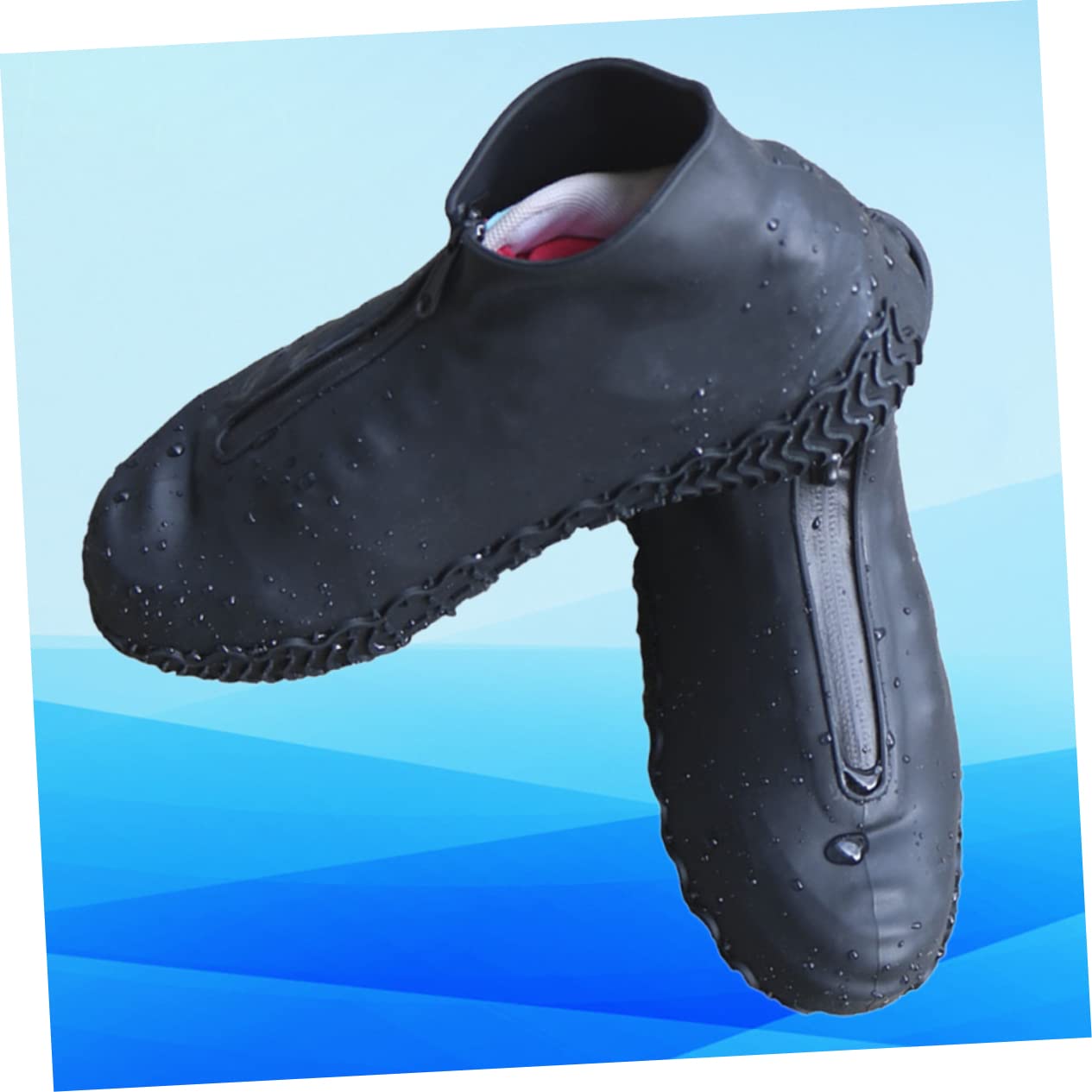 Mikikit Protective Cover for Shoes Silicone Rain Boots Cover Anti-Skid Waterproof Size l for Outdoor