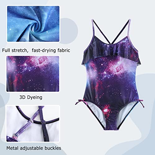 Image of Girls One Piece Swimsuits Ruffle Bathing Suit Kids Hawaiian Floral Swimwear 3-16 Years