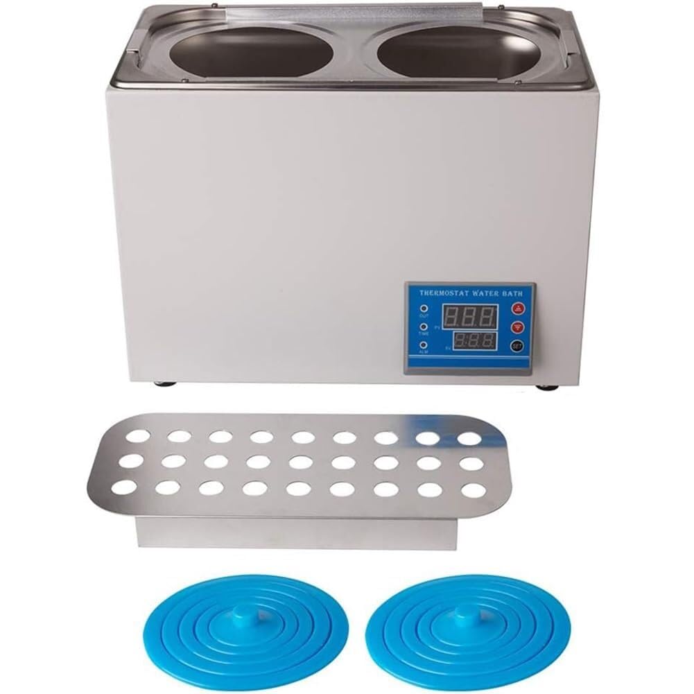 Baño María termostático de Laboratorio con calefacción eléctrica, Tanque Interior de Acero Inoxidable de 7 l, baño María Digital de 2 Orificios, para experimentos químicos y biológicos, 600 W