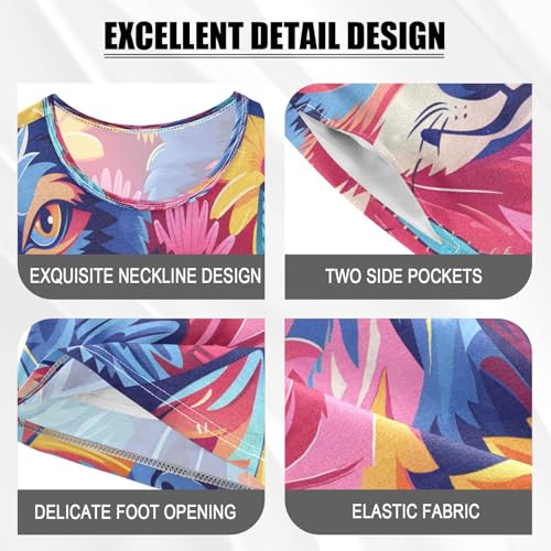 senya Short Sleeve Pajamas Sets Summer Cotton Sleepwear Wolfs Face Bright Colors4