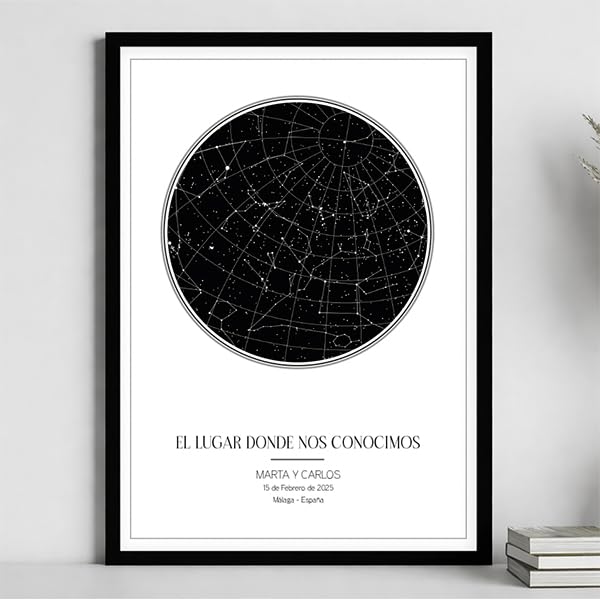 Transparent Gift Póster Mapa Estelar Personalizado. Cuadro y Decoración Personalizada para el Hogar. Regalo Personalizado para bodas, aniversarios, parejas y familias.