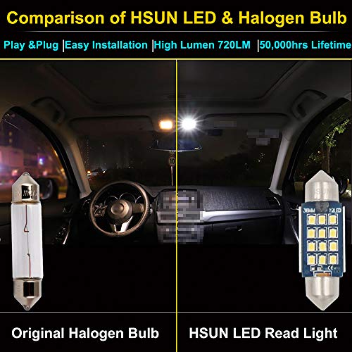 HSUN 36MM Bombilla LED Festoon C5W 6000K Blanco 2 Pack miniatura 3