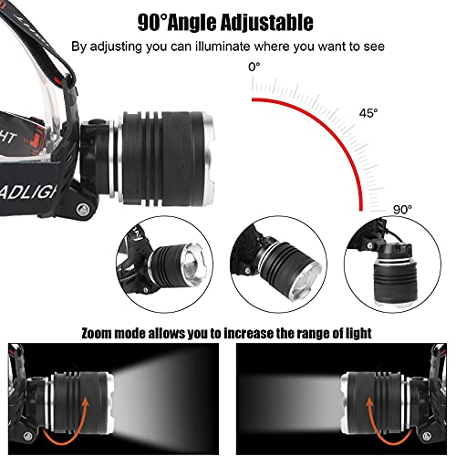Led Rechargeable Headlamp, 90000 Lumens Super Bright With 5 Modes And Ipx6 Level Waterproof Usb Rechargeable Headlamp, 90° Adjustable, Suitable For Outdoor Camping, Running, Cycling,Climbing, Etc #TOP4