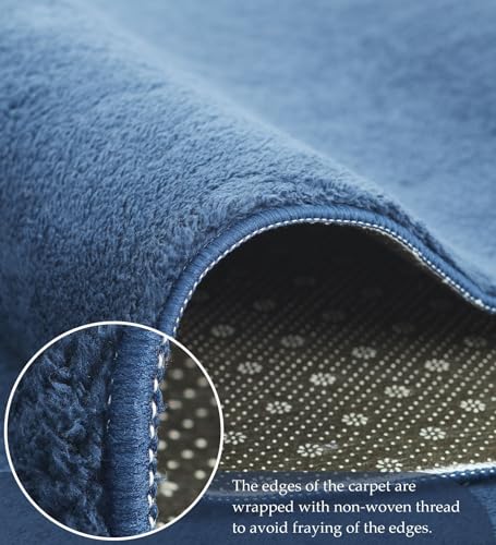 Image of Obsessions Large Indoor Polyester Carpet with Solid Pattern Felt Backing, Ideal for Bedroom & Living Room 160x230cm, Blue