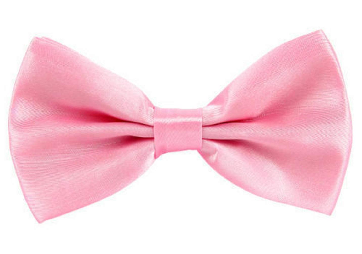 Ll. Men's Pink L&L® Pre Tied Plain Satin Clip On Bow Tie Wedding Party Fancy (Pink)