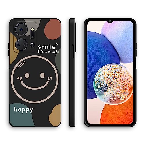 Cover per Honor X7a Custodia Morbido Antiurto Ultrasottile con Motivo Carino Design a Bordo Dritto - Smile silicone nero