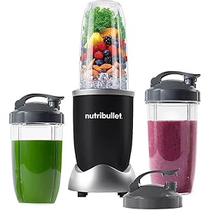 NutriBullet Pro 900W Single-Serve Blender Exclusive Bundle – Multi-Speed, Easy Clean, Ideal for Smoothies & Shakes, Durable Stainless Steel Blades, Includes 1x32oz Blender Cup & 2x24oz Additional Cups