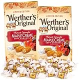 Needzo Werther's Original Limited Edition Harvest Soft Caramel Candies, Maple Crème Filled Chewy Candy, Sharable Size Bags, Pack of 2, 7.4 Ounces Each