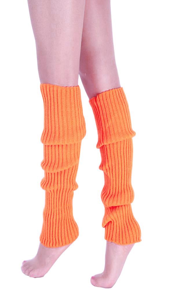Women Juniors Knitted Leg Warmers 16" Neon Colors Dance Halloween Accessory