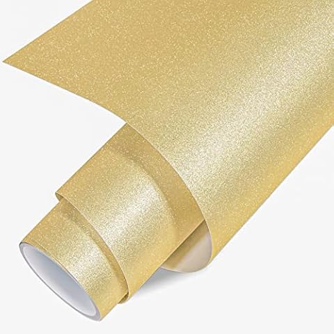 VINYL FROG Shimmer Adhesive Vinyl 12"x60" Gold Glitter Craft Permanent Vinyl for Craft Cutter for Home Decor Cover