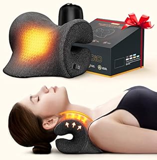 Famedio 3s Heated Neck Stretcher for Pain Relief, Magnetic Therapy Case/Graphene Heating Pad, Cervical Neck Traction Pillow Device No Smell, Neck and Shoulder Relaxer for TMJ Migraine Spine Alignment