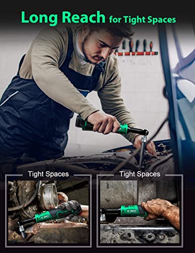 Image of KIMO Cordless Extended Ratchet Wrench Baretool, 3 /8 inch 40 Ft-lbs 400 RPM 12V Long Reach Electric Ratchet Wrench-Bare Tool Only