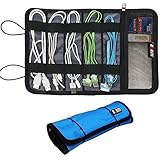 BUBM New Cable & Pens Holder, Cords Stable, Small Electronics Organizer Management Kit, Sky Blue