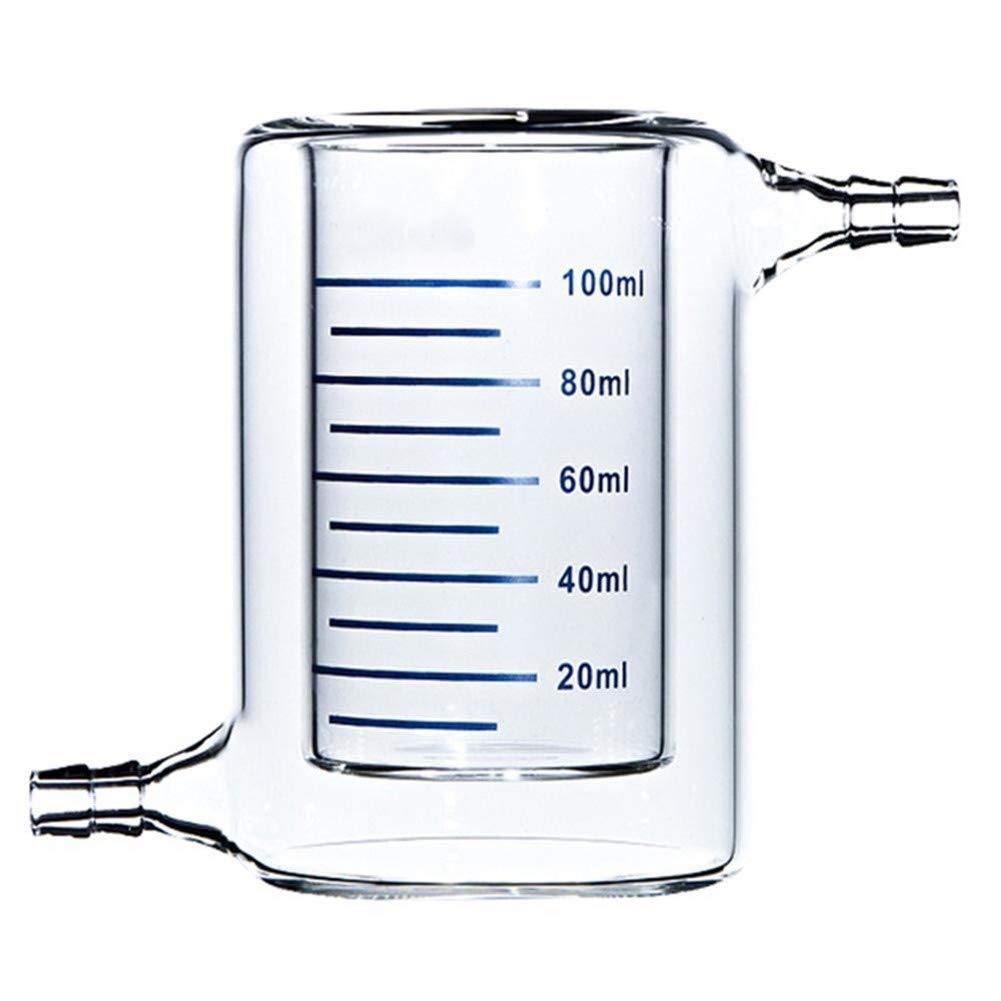 Vaso de precipitados de Vidrio con Camisa de 100 ml para Laboratorio, matraz de reacción con Camisa de Vidrio de borosilicato de 3,3 mm, cristalería química para Laboratorio (tamaño: 100 ml)
