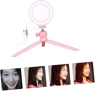 WOONEKY 1 Set Pink Ring Light Cellphone Tripod Portable Tripod Tabletop Tripod Tripod Fill Light Selfie Ring Light Makeup Ring Light Selfie Light Marquee Lights Electronic Fill Light Pink