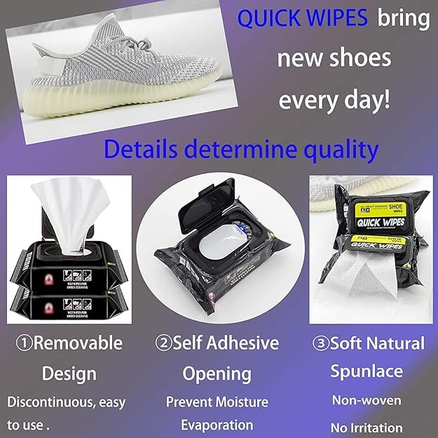 Image of Tails Shoe Sneaker Wipes Cleaner Quick Wipes Disposable Travel Portable Removes Dirt, Stains Instant Sneaker Cleaner, Premium, Wipes for Cleaning & Whitening Shoe Soles (80 Piece)