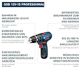 Bosch Professional 12V System Akku Schlagbohrschrauber GSB 12V-15 (Bohr-Ø Holz max: 19 mm, inkl. 2×2,0 Ah Akku + Ladegerät, 3x Bohrer-Set, in Tasche) – Amazon Exclusive - 4