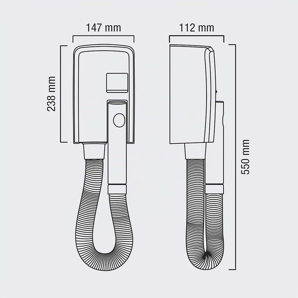 Valera Hotello Shaver Sèche-cheveux mural avec prise rasoir, 1200 W Blanc