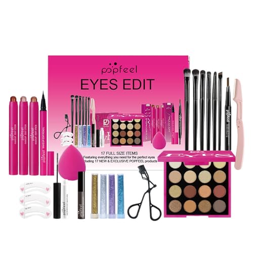 LHLXZQ Ensemble de Maquillage Femme, Kit de Démarrage de Maquillage avec Ombres Paupières Correcteur Rouge à Lèvres Mascara Blush, Trousse de Cosmétique...