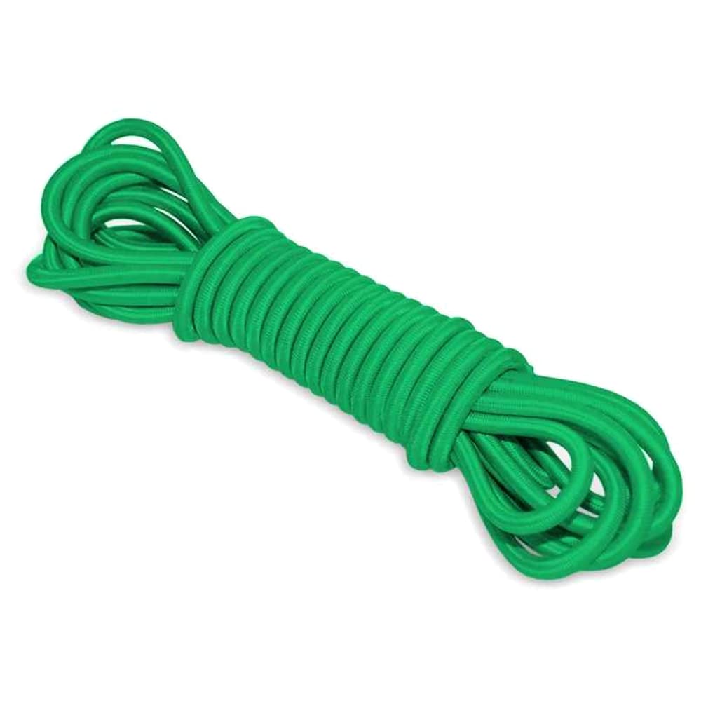 Green Bungee Cord - 5 m / 16 ft of 8 mm Bungee Rope, Shock Cord, Bungee Strap, Elastic Rope, Tie Down - UV Resistant, Stretch at least 100%, Universal Use, Parallel Rubber Cores