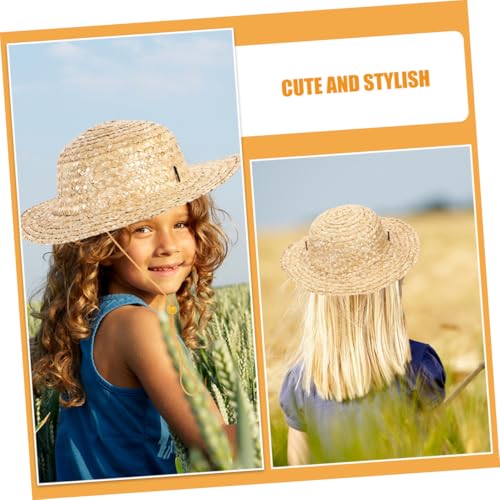 BESPORTBLE Boy Girl Straw Hat Uv Protection Sun Visor Beach Hat for Boys and Girls Khaki3