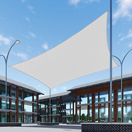 SunnyRoyal 4'x6' Sun Shade Sail Super A Ring Cable Wire Inside Commercial Grade with Hardware Kits Rectangle Canopy Awning UV Block Heavy Duty Outdoor Patio Carport (Light Gray)