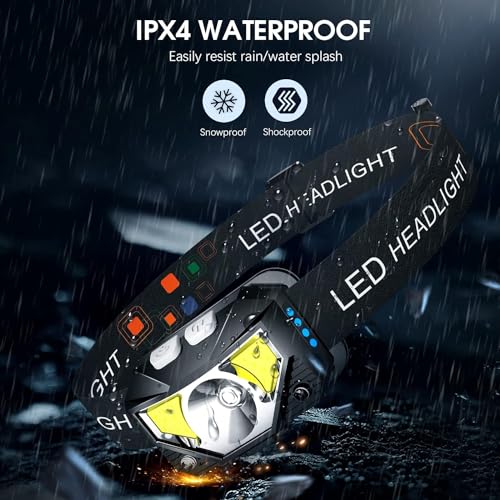 Linterna frontal LED con 8 modos de iluminación recargable blanca pack de 2 6