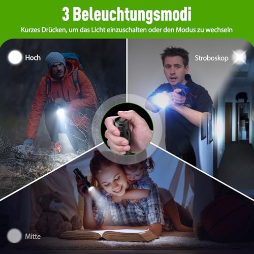 GEARLITE Taschenlampe Led Aufladbar 2Pack, Superhelle Zoombare 3000 Lumen Mini Torch mit 3 Lichtmodi & Langer Betriebsdauer, IP65 Wasserdicht Taktische Handlampe für Camping, Angeln, Outdoor, Notfäll – Bild 4
