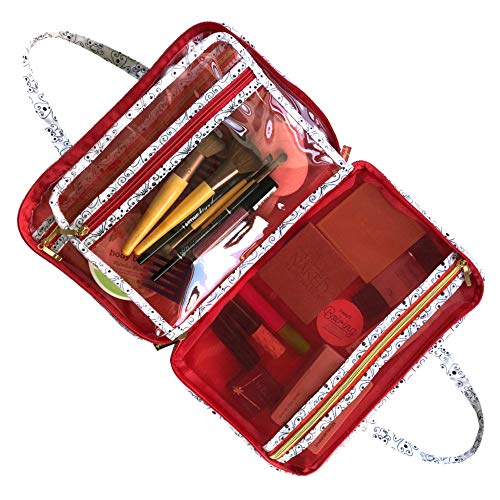 Makeup Travel Bag with Brush Compartment, Portable Cosmetic Case Organizer for Storage of Toiletries, Black