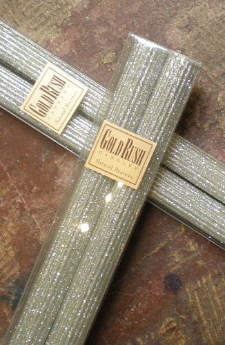 12 Inch Natural Beeswax Glitter Candles, Platinum Color, Boxed Set of 2 Candles