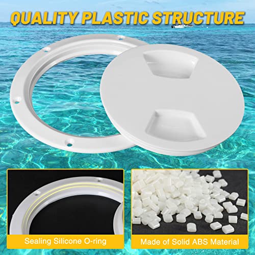 Tongze 6" Boat Hatch Deck Plate, Round Boat Hatch Cover With Smooth Lid Universal For Marine Boat/Jet Kayak/Yacht/Fishing Boat/Sailboat(White) #TOP3